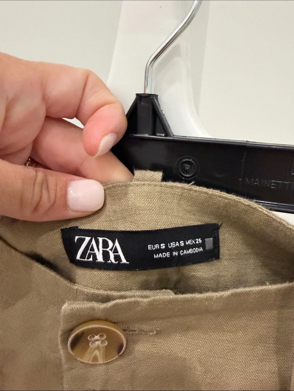 Zara Women’s Tan Straight-Leg Linen Pants